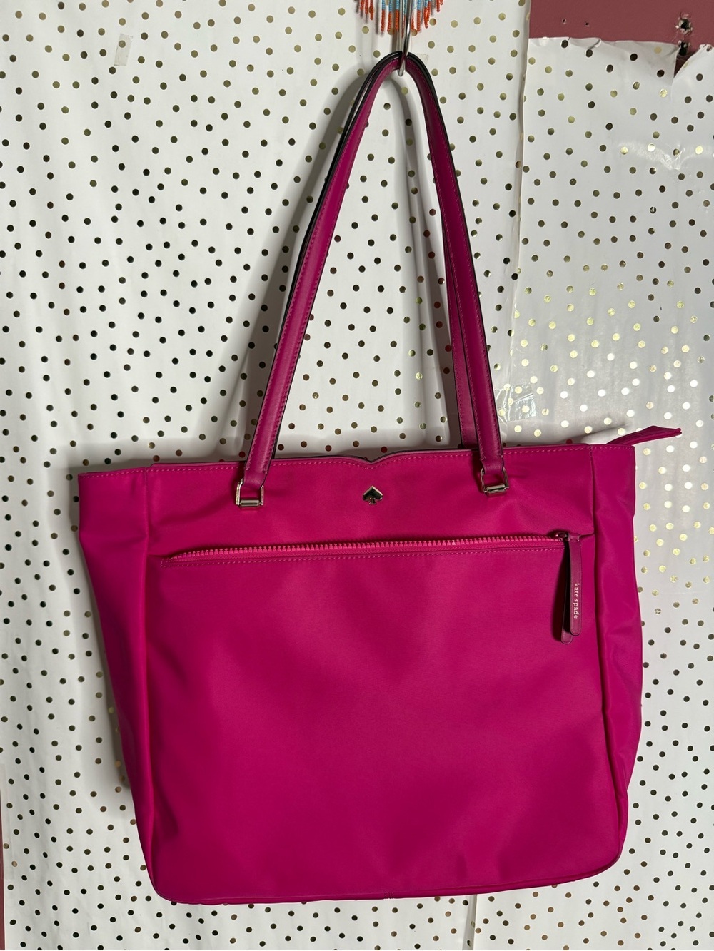 kate spade Bright Pink Tote with Front Zip Pocket